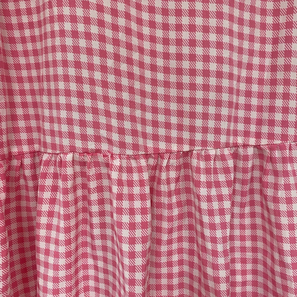 SHEIN Women’s Pink Casual Gingham Ruffle Pleated Mini Dress - Picture 6 of 7